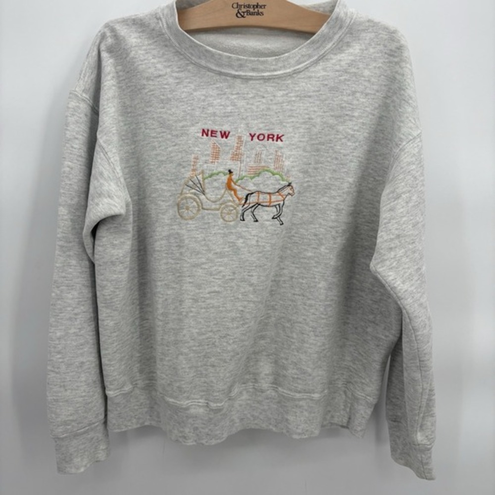Vintage 90s New York City Sweat Shirt‎ Crewneck Sweater XL Gray Embroidered #7